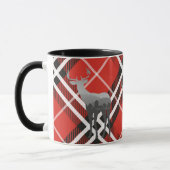 Tasse-Zwei Tone-Rot und Schwarz Kariert mit Hirsch Tasse (Links)