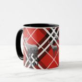 Tasse-Zwei Tone-Rot und Schwarz Kariert mit Hirsch Tasse (Vorderseite Links)