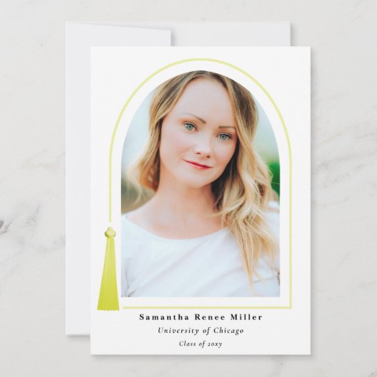 Tassel Arch Moderner Minimal 2 Foto Abschluss Einladung (Vorderseite)