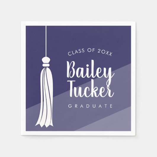 Tassel auf Navy Blue Ombre Graduierungspartei Napk Serviette (Vorderseite)