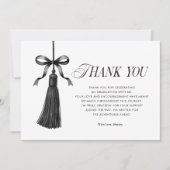 Tassel Black Bow Graduation Party Photo Dankeskarte (Vorderseite)