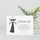 Tassel Black Bow Graduation Party Simple Dankeskarte (Stehend Vorderseite)