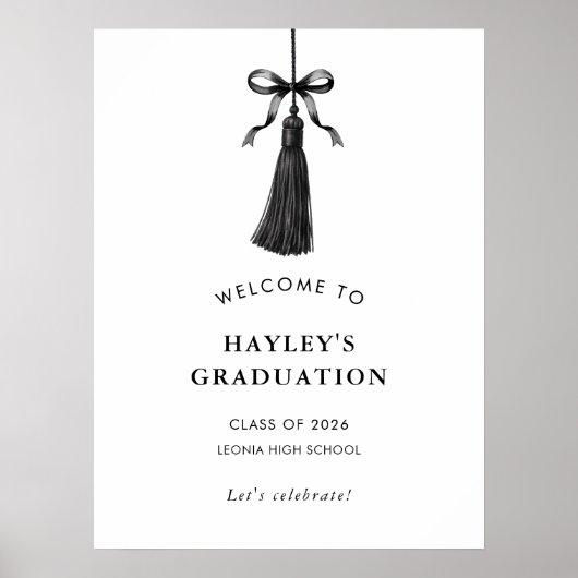 Tassel Black Bow Graduation Party Welcome Poster (Vorne)