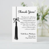 Tassel Bow Black & White Class Of 2026 Graduation Dankeskarte (Stehend Vorderseite)