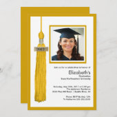 Tassel Foto Abschluss Einladung Gold & White (Vorne/Hinten)