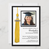 Tassel Foto Abschluss Einladung Gold & White (Vorderseite)