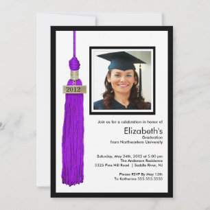 Tassel Foto Abschluss Einladung Lila & weiß