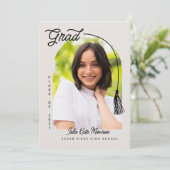Tassel Grad Announcement with Photo Einladung (Stehend Vorderseite)