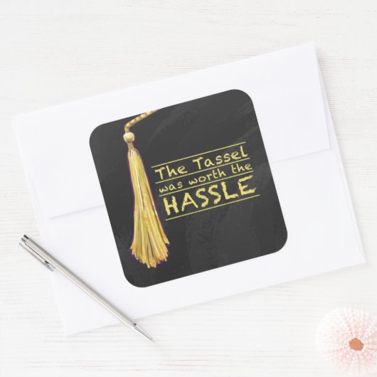 Tassel Hassle Gold Quadratischer Aufkleber (Umschlag)