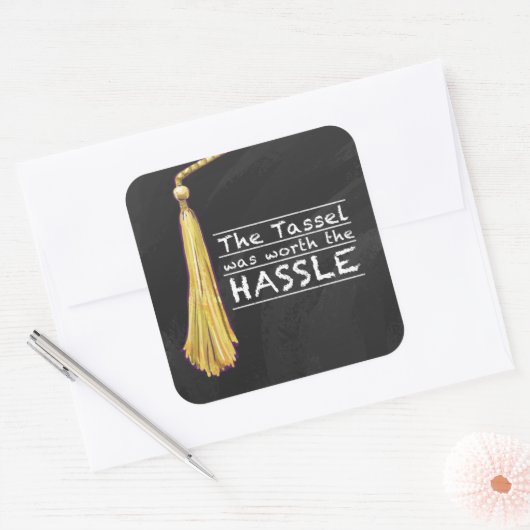 Tassel Hassle Silver Quadratischer Aufkleber (Umschlag)