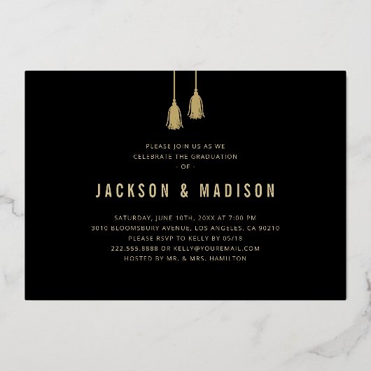 Tassel Joint Foto Graduation Party 2025 Folieneinladung (Rückseite)