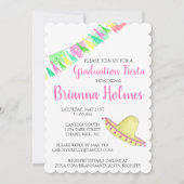 Tassel Papel Picado Pink Green Fiesta Abschluss Einladung (Vorderseite)