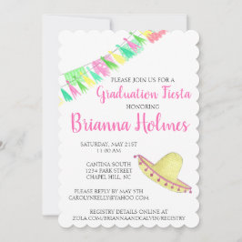 Tassel Papel Picado Pink Green Fiesta Abschluss Einladung