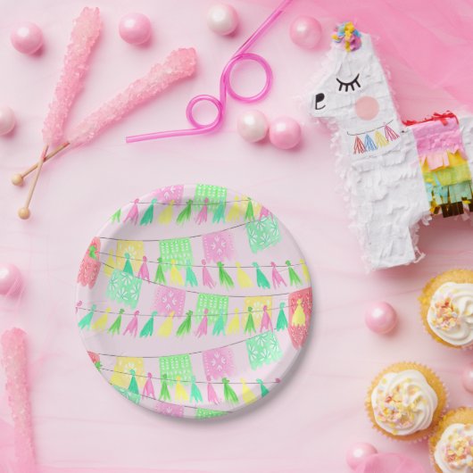 Tassel Papel Picado Pink Grüne Fiesta Teller (Party)