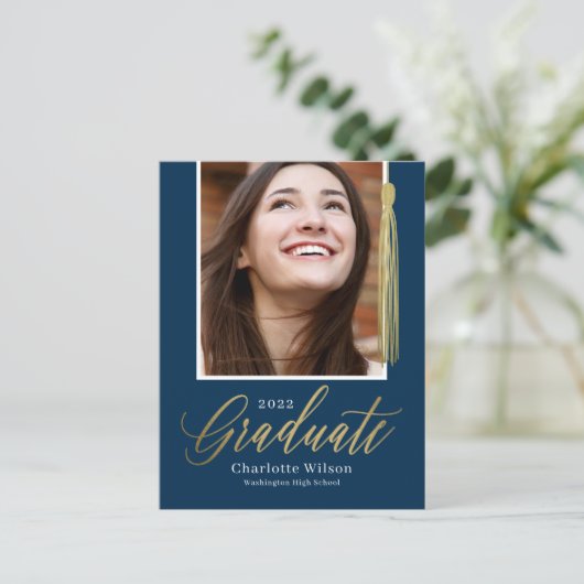 Tassel Pride Abschluss Ankündigung Postkarte (Stehend Vorderseite)