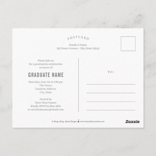 Tassel Pride Abschluss Ankündigung Postkarte (Rückseite)