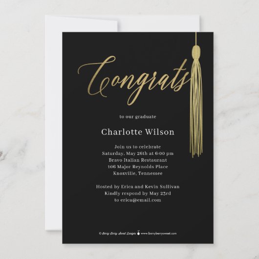 Tassel Pride Abschluss Einladung (Rückseite)