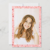 Tassel & Stars Pink Retro Script Grad Party Einladung (Rückseite)