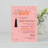 Tassel & Stars Pink Retro Script Grad Party Gold Folieneinladung (Stehend vorne)