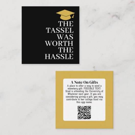 Tassel war den Hassle - Grad - Gabe QR Code wert Begleitkarte (Vorne/Hinten)