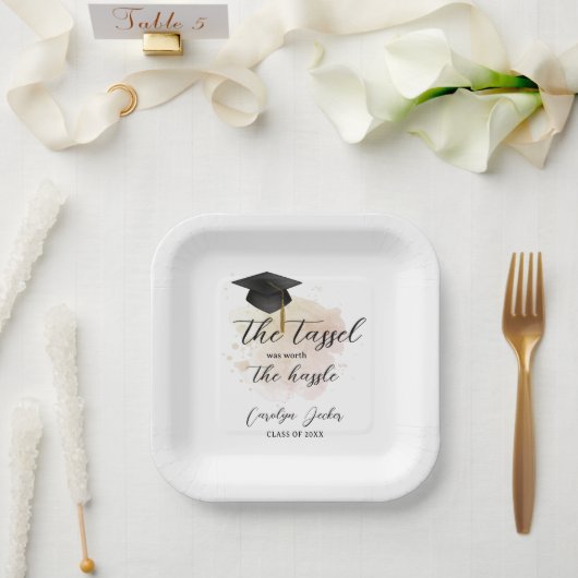 Tassel war der Hassle-Abschluss wert Pappteller (Hochzeit)