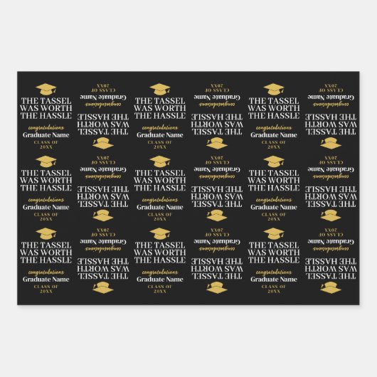 Tassel war der Hassle wert - Moderner Abschluss Geschenkpapier Set (Vorderseite)