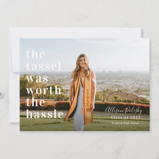 Tassel war Worth the Hassle Abschluss Foto 2022 Ankündigung (Vorderseite)