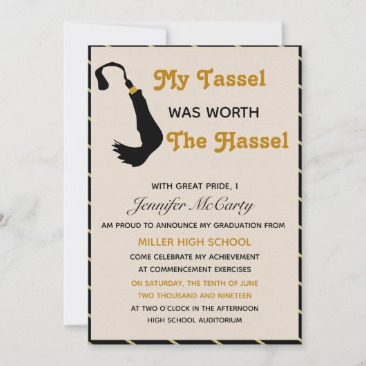 Tassel wert der Hassle Abschluss Einladung (Vorderseite)