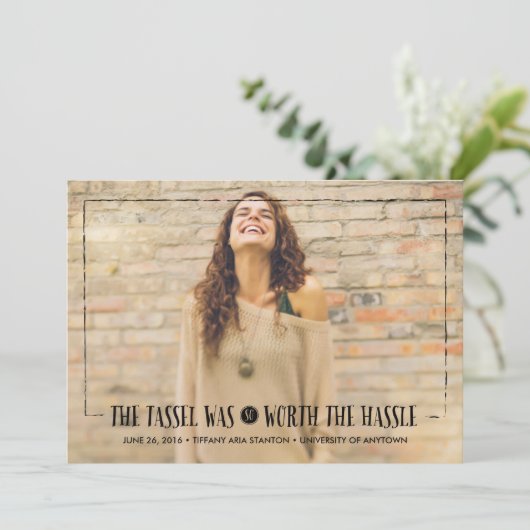 Tassel wert Hassle in Black Grad Ankündigung (Stehend Vorderseite)