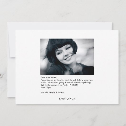 Tassel wert Hassle in Black Grad Ankündigung (Rückseite)