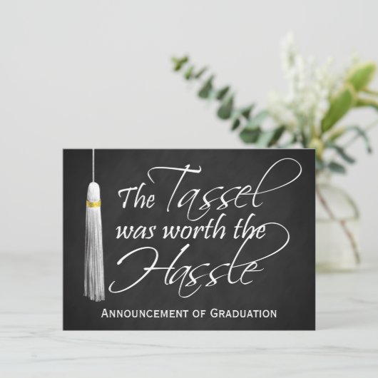 Tassel Worth the Hassle Uni-Abschluss, Mittel Einladung (Stehend Vorderseite)