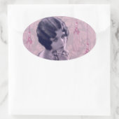 Tassels & Damask Vintages Foto - Amani Ovaler Aufkleber (Tasche)