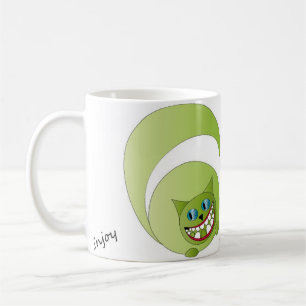 Tassen-Cheshire-Katze, genießen Kaffeetasse