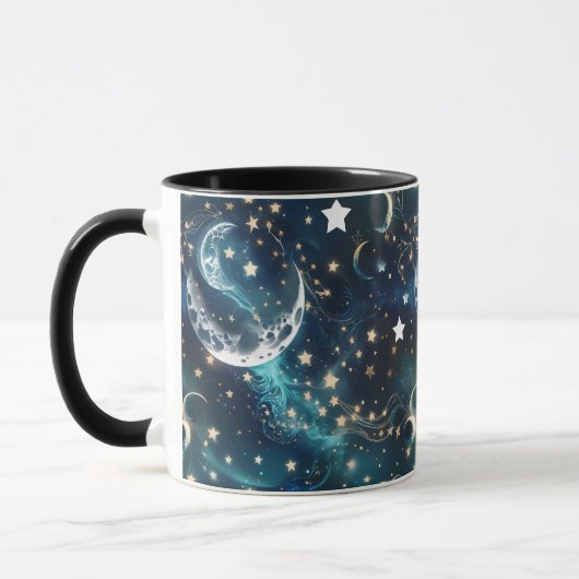 Tassen – Eisblaue himmlische Mondphase Luxus-Kaffe (Links)
