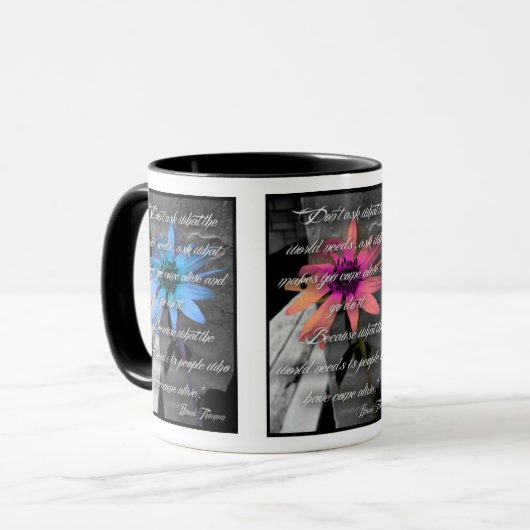 Tassen-Farbsonnenblumen "Go tun es" Zitat Tasse (Vorderseite Links)