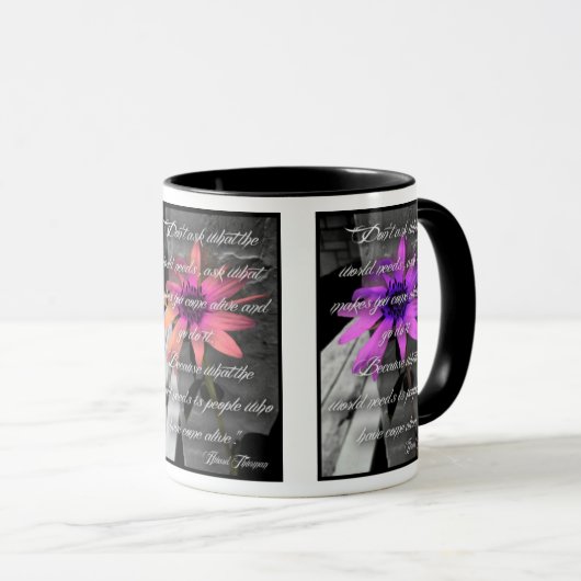 Tassen-Farbsonnenblumen "Go tun es" Zitat Tasse (VorderseiteRechts)