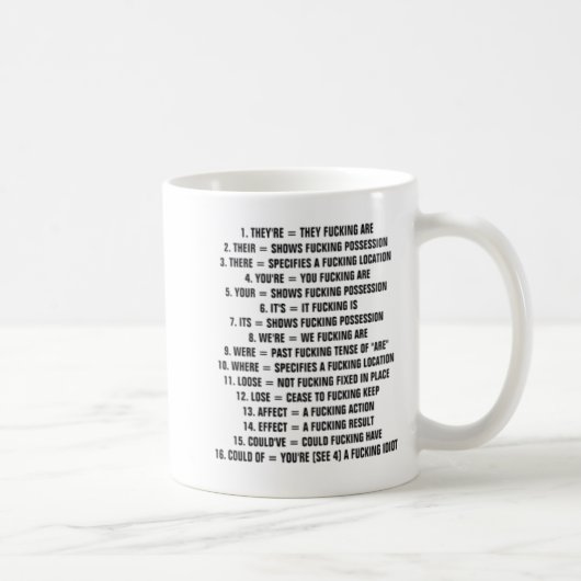 Tassen-Führer zur Grammatik Kaffeetasse (Rechts)