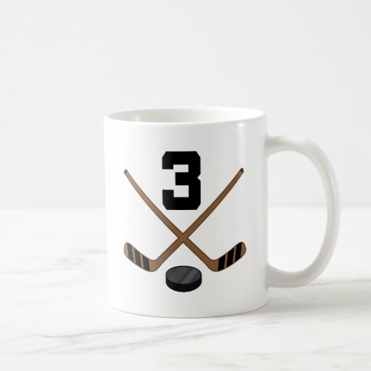 Tassen-Geschenk Eis-Hockey-Spieler-Jersey-Zahl-3 Kaffeetasse (Rechts)