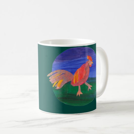 Tassen-Hahn-Bauernhof des Huhn-11oz Kaffeetasse (VorderseiteRechts)