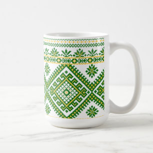 Tassen-klassischer grüner ukrainischer Querstich Kaffeetasse