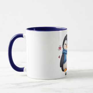 Tassen-Pinguin-Paar mit individuellem Namen Tasse