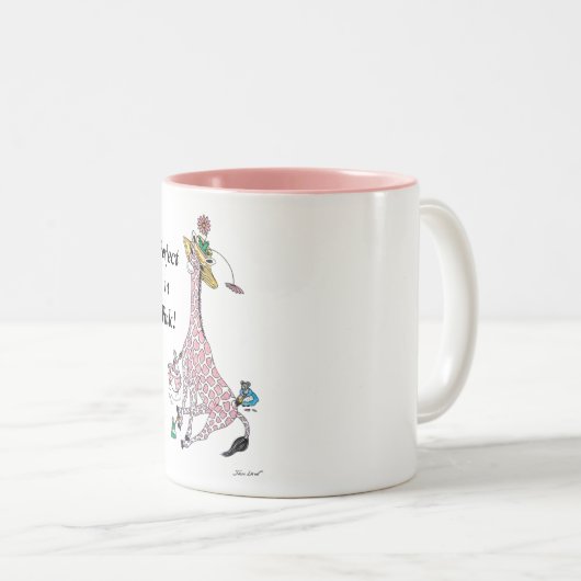 Tassen, rosa Giraffe Zweifarbige Tasse (VorderseiteRechts)