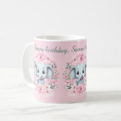 Tassen-Skript zum Geburtstag rosa Elefant Kaffeetasse (Vorderseite Links)