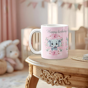 Tassen-Skript zum Geburtstag rosa Elefant Kaffeetasse