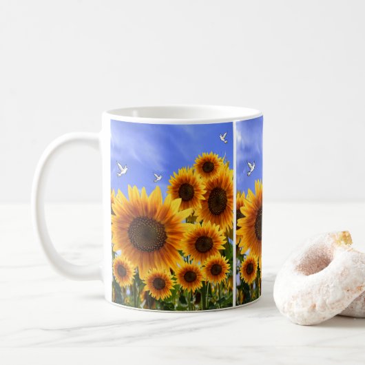 Tassen Sonnenblumen (Mit Donut)