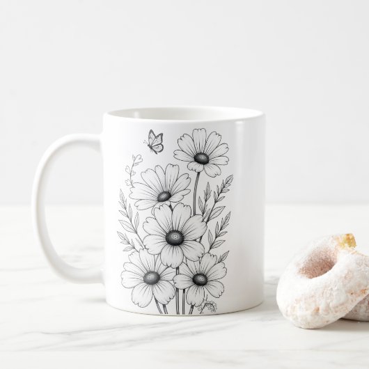Tassendesign mit Blumenmotiv Kaffeetasse (Mit Donut)
