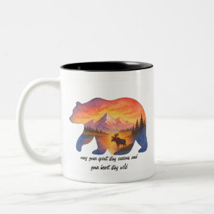 Tassenmotiv Sonnenuntergang Bär Zweifarbige Tasse