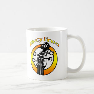 Tassenschmutziges Leinenlogo orange u. gelb Kaffeetasse