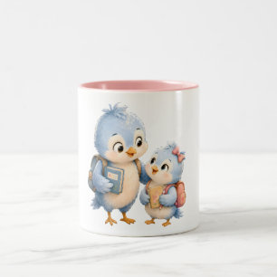 Tassentasse mit rosa Rand Bruder Schwester Vogel Zweifarbige Tasse