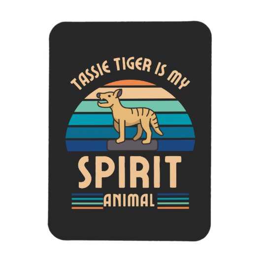Tassie Tiger Thylacine Tasmanian Wolf Retro Magnet (Vertikal)